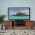 Mobile TV noce 59.2 con 2 armadietti e ripiano in vetro temperato per TV da 40 pollici