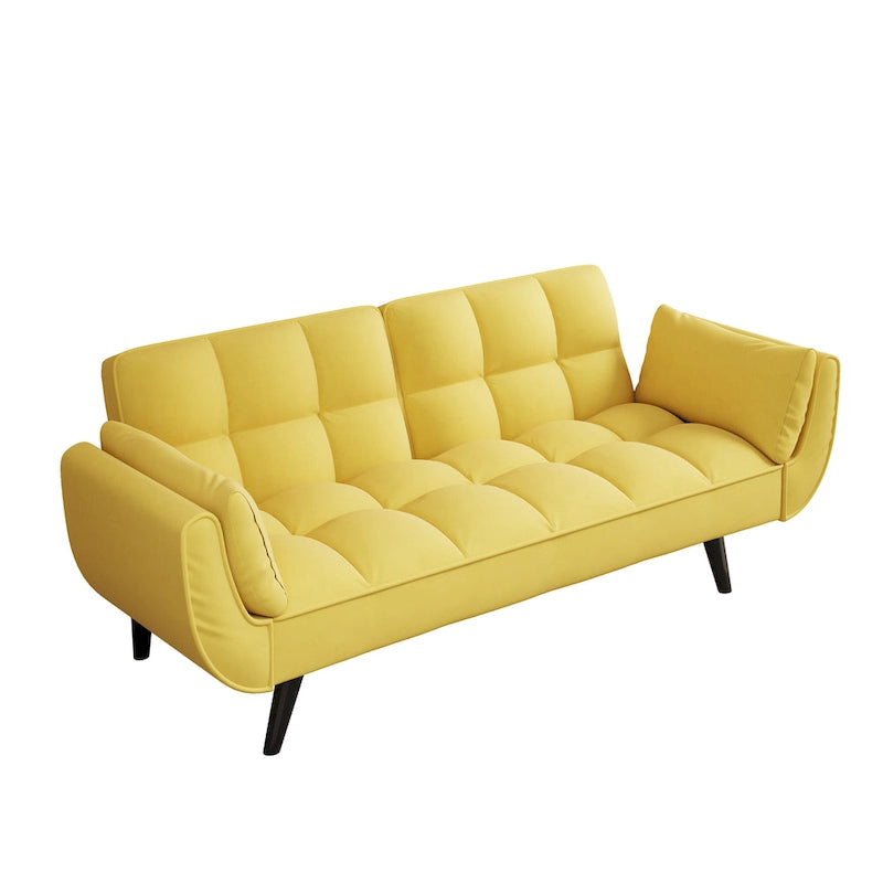 Divano Giallo con Braccioli e Cuscino Decorativo - Comodo Divano Letto per Piccoli Spazi, Ideale per Appartamenti