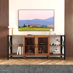 Mobile porta TV rustico con vani aperti da 180 cm, colore noce