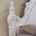 Letto a pannelli con baldacchino a quattro colonne Eugene Traditional in legno massello di ciliegio scuro con dettagli intagliati