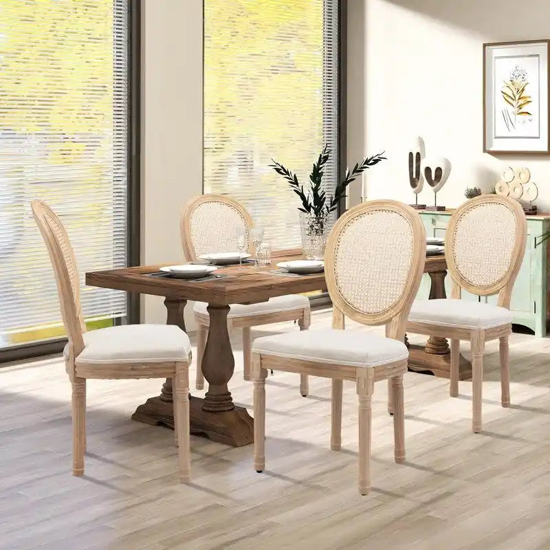 Sedie da pranzo alla francese, in legno massello con borchie, set da 2 pezzi