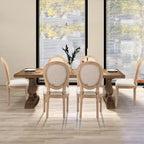 Sedie da pranzo alla francese, in legno massello con borchie, set da 2 pezzi