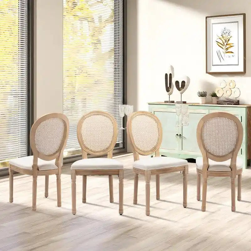 Sedie da pranzo alla francese, in legno massello con borchie, set da 2 pezzi