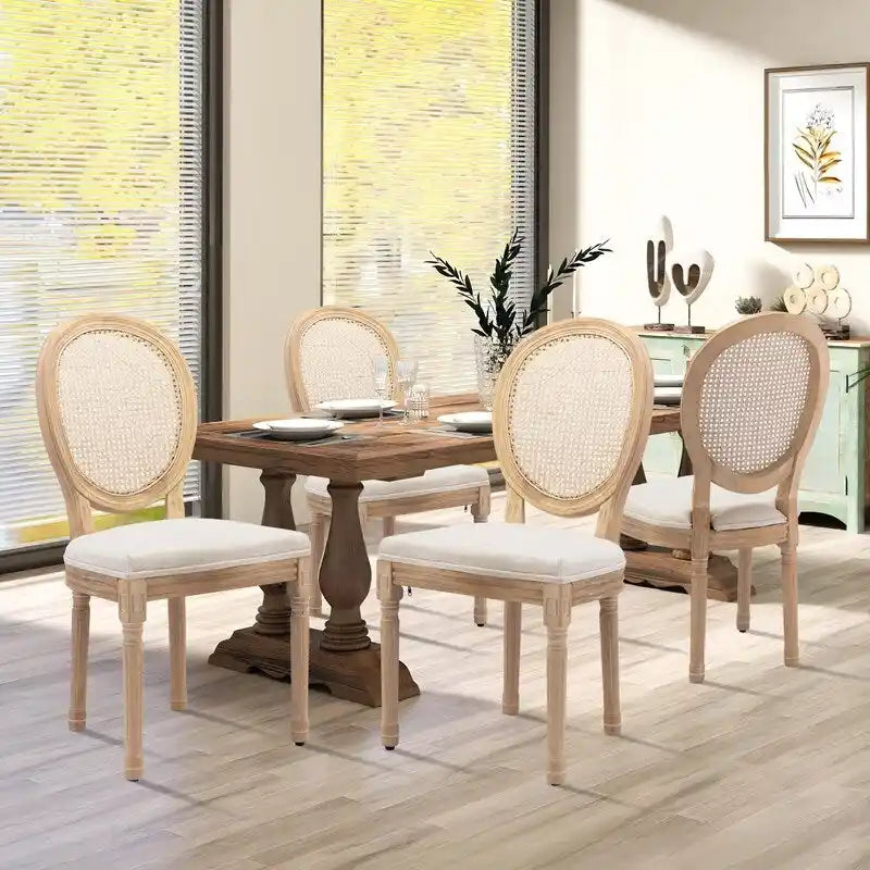 Sedie da pranzo alla francese, in legno massello con borchie, set da 2 pezzi