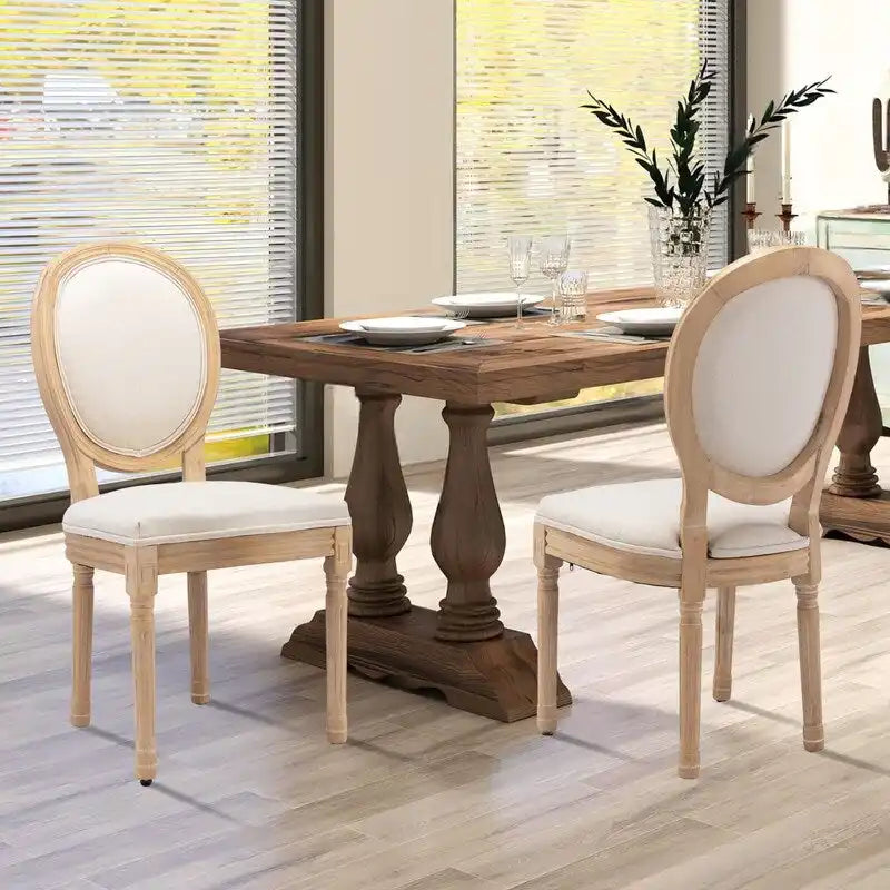Sedie da pranzo alla francese, in legno massello con borchie, set da 2 pezzi