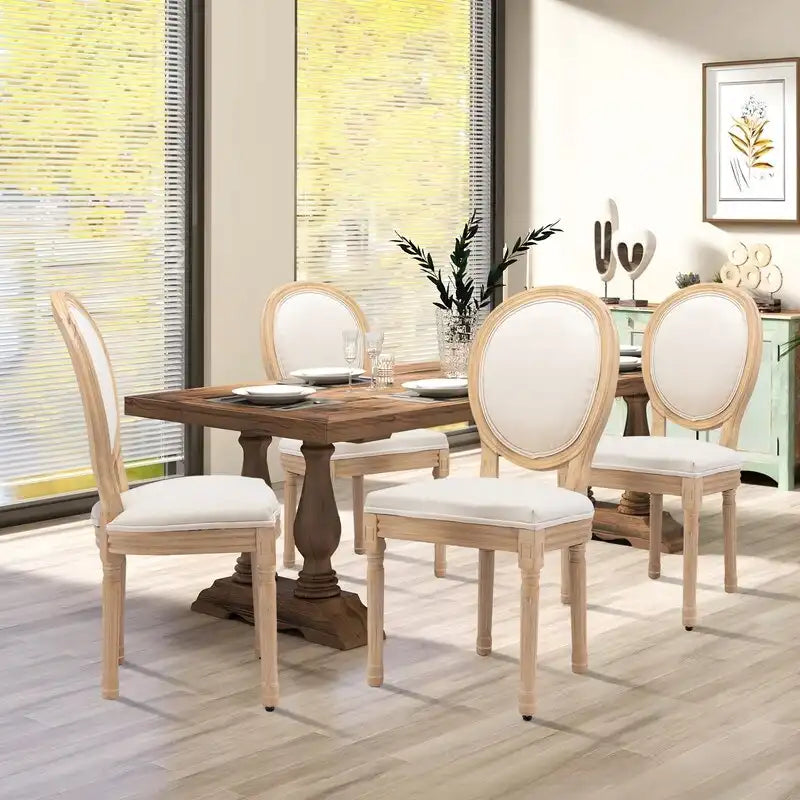 Sedie da pranzo alla francese, in legno massello con borchie, set da 2 pezzi