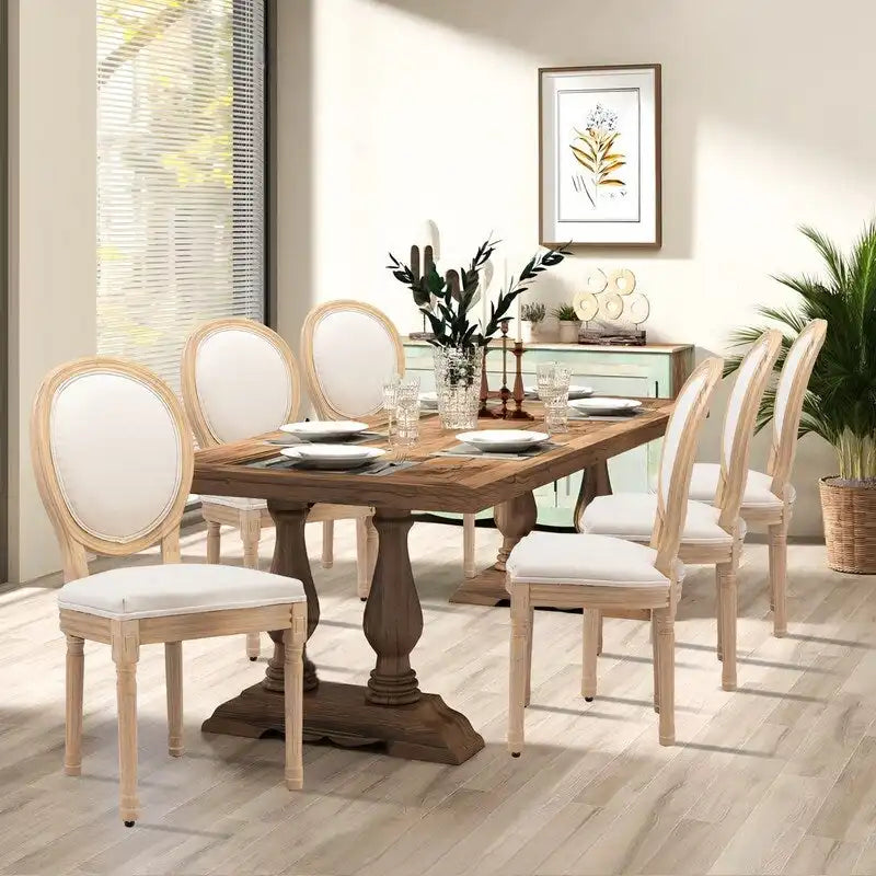 Sedie da pranzo alla francese, in legno massello con borchie, set da 2 pezzi
