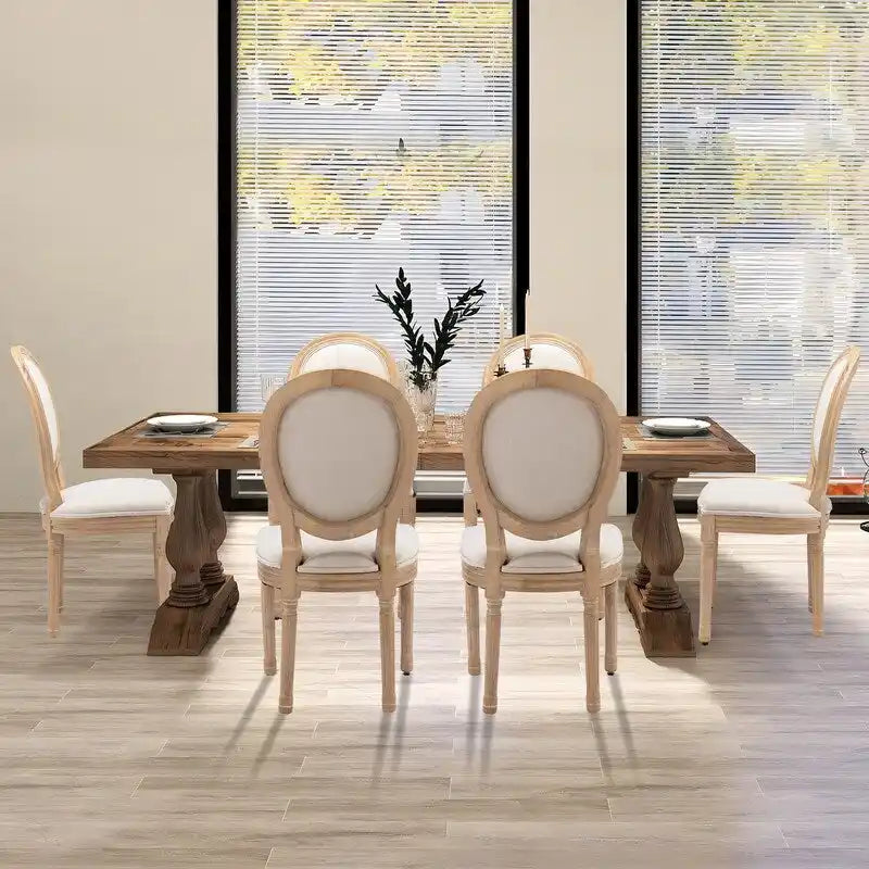 Sedie da pranzo alla francese, in legno massello con borchie, set da 2 pezzi