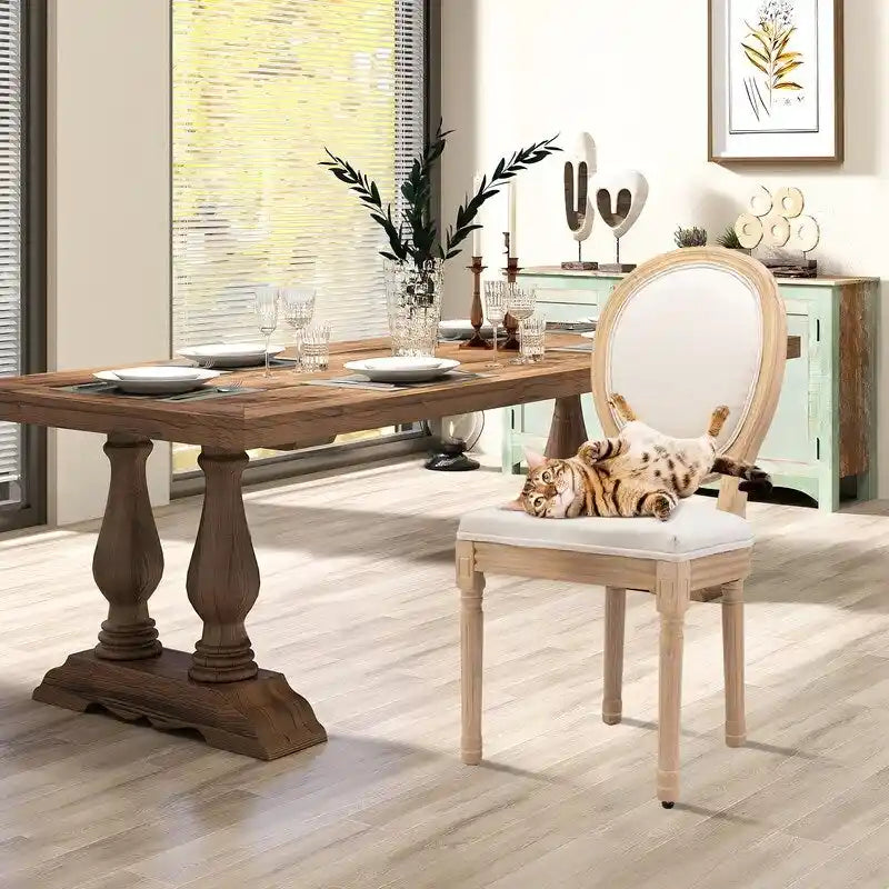 Sedie da pranzo alla francese, in legno massello con borchie, set da 2 pezzi