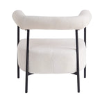 Poltrona d'accento moderna rivestita in tessuto Bouclé, poltrona curva con struttura in metallo nero
