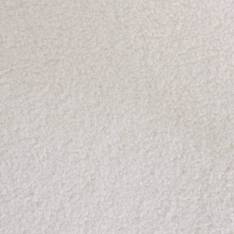 Poltrona d'accento moderna rivestita in tessuto Bouclé, poltrona curva con struttura in metallo nero