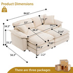 Divano a 2 posti con 2 cuscini, 2 guanciali e 2 pouf, divano confortevole - Divano profondo da soggiorno, divano modulare