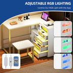 Set scrivania per unghie Moasis a L a 5 cassetti con sgabello imbottito e luce a LED