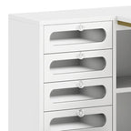 Set scrivania per unghie Moasis a L a 5 cassetti con sgabello imbottito e luce a LED