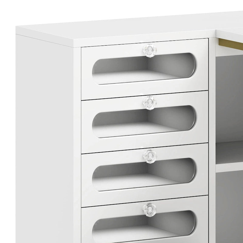 Set scrivania per unghie Moasis a L a 5 cassetti con sgabello imbottito e luce a LED