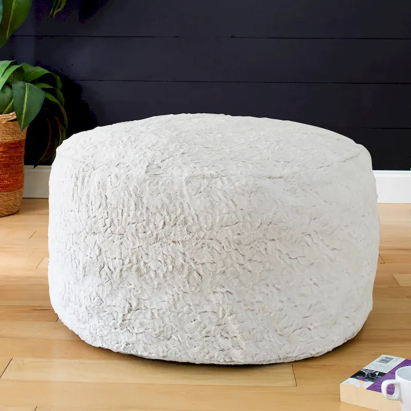 Sorra Home Grande pouf/ottoman rotondo in pelliccia sintetica per interni