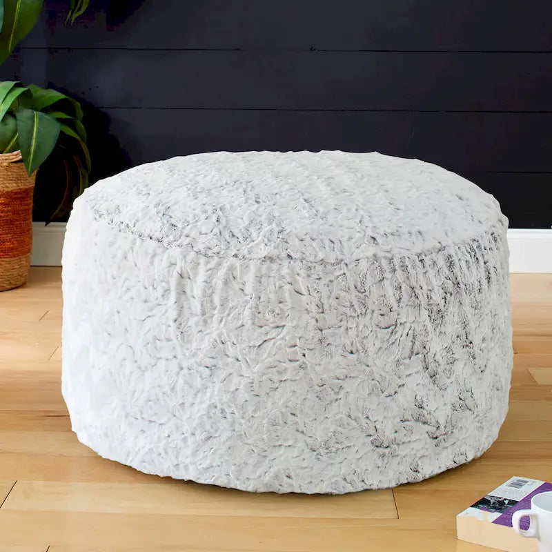 Sorra Home Grande pouf/ottoman rotondo in pelliccia sintetica per interni