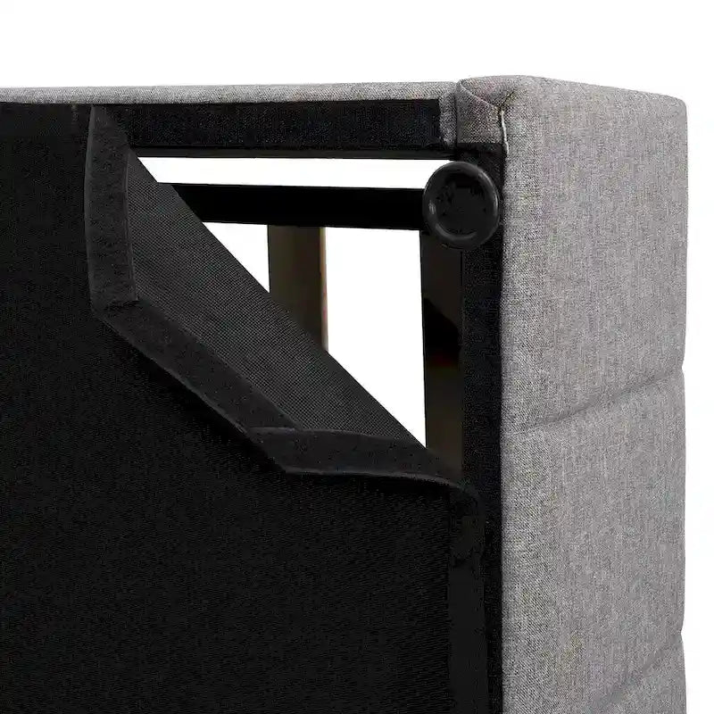 Letto imbottito moderno con piattaforma e sistema di sollevamento idraulico