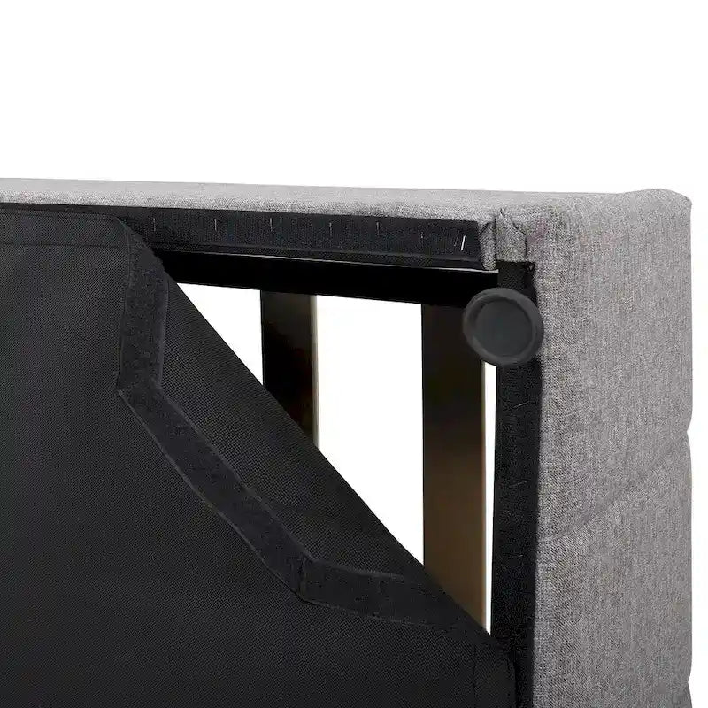 Letto imbottito moderno con piattaforma e sistema di sollevamento idraulico