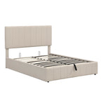 Letto imbottito moderno con piattaforma e sistema di sollevamento idraulico