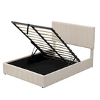 Letto imbottito moderno con piattaforma e sistema di sollevamento idraulico
