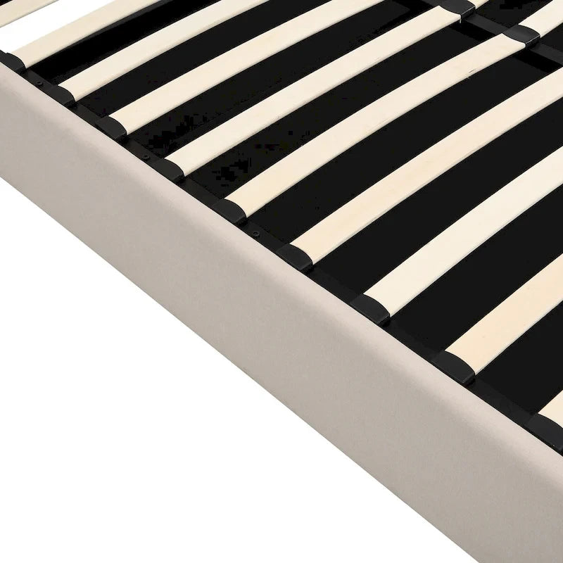Letto imbottito moderno con piattaforma e sistema di sollevamento idraulico