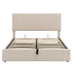 Letto imbottito moderno con piattaforma e sistema di sollevamento idraulico