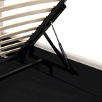 Letto imbottito moderno con piattaforma e sistema di sollevamento idraulico