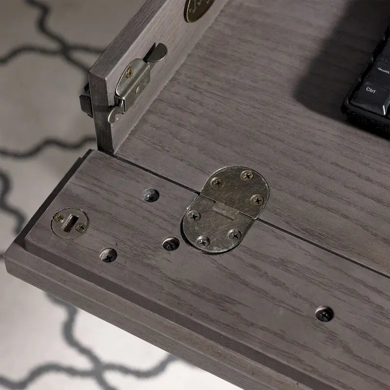 Scrivania/Tavolo da Computer Grigio in Metallo e Legno con 1 Cassetto