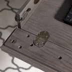 Scrivania/Tavolo da Computer Grigio in Metallo e Legno con 1 Cassetto