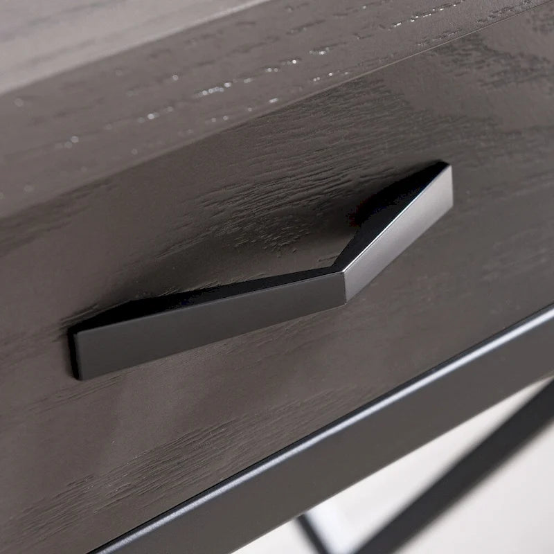 Scrivania/Tavolo da Computer Grigio in Metallo e Legno con 1 Cassetto