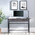 Scrivania/Tavolo da Computer Grigio in Metallo e Legno con 1 Cassetto