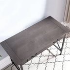 Scrivania/Tavolo da Computer Grigio in Metallo e Legno con 1 Cassetto
