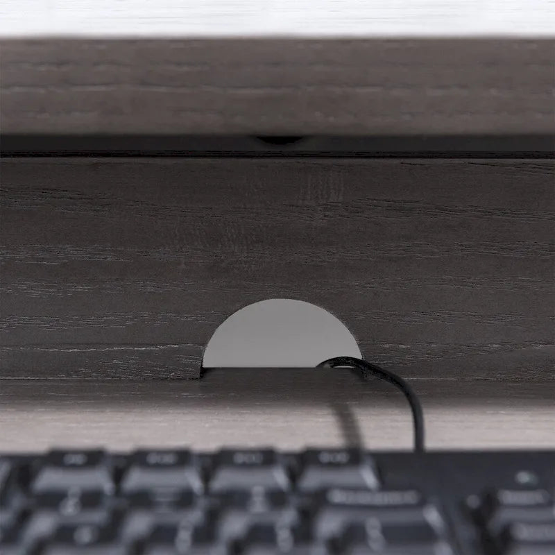 Scrivania/Tavolo da Computer Grigio in Metallo e Legno con 1 Cassetto