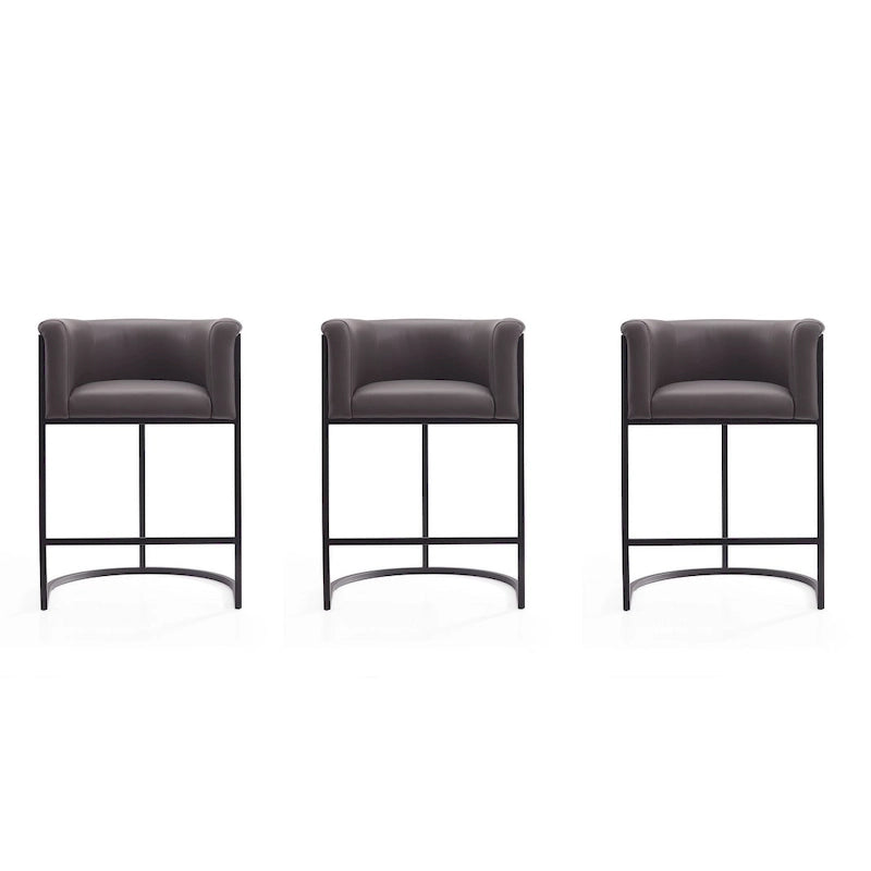 Sgabello da bar in metallo nero, altezza bancone, 33,8 pollici (set da 3)