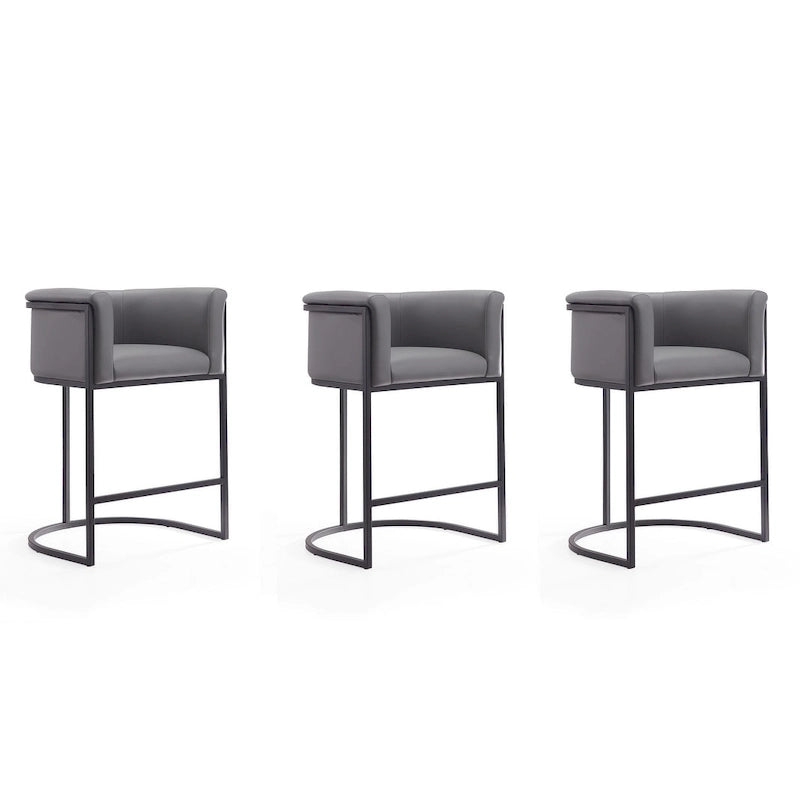 Sgabello da bar in metallo nero, altezza bancone, 33,8 pollici (set da 3)