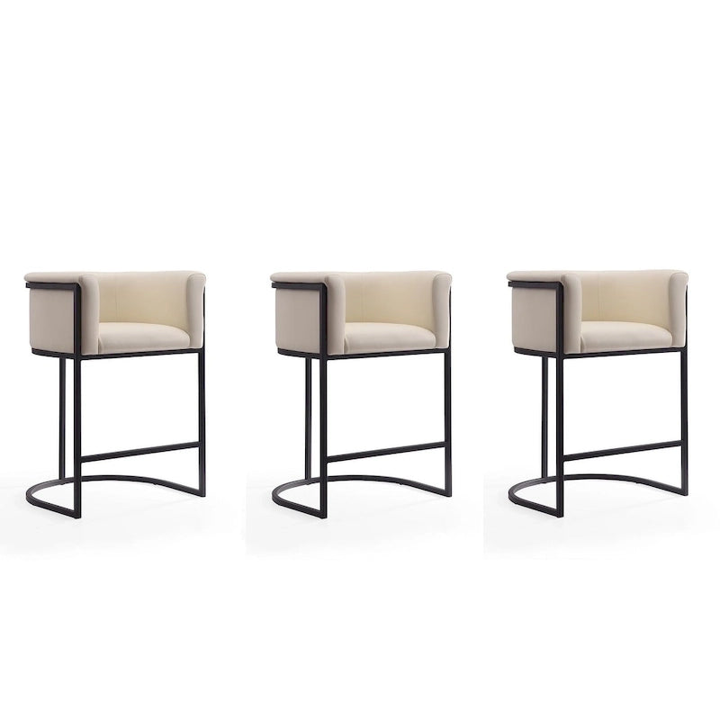 Sgabello da bar in metallo nero, altezza bancone, 33,8 pollici (set da 3)