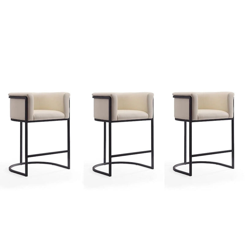Sgabello da bar in metallo nero, altezza bancone, 33,8 pollici (set da 3)