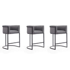 Sgabello da bar in metallo nero, altezza bancone, 33,8 pollici (set da 3)