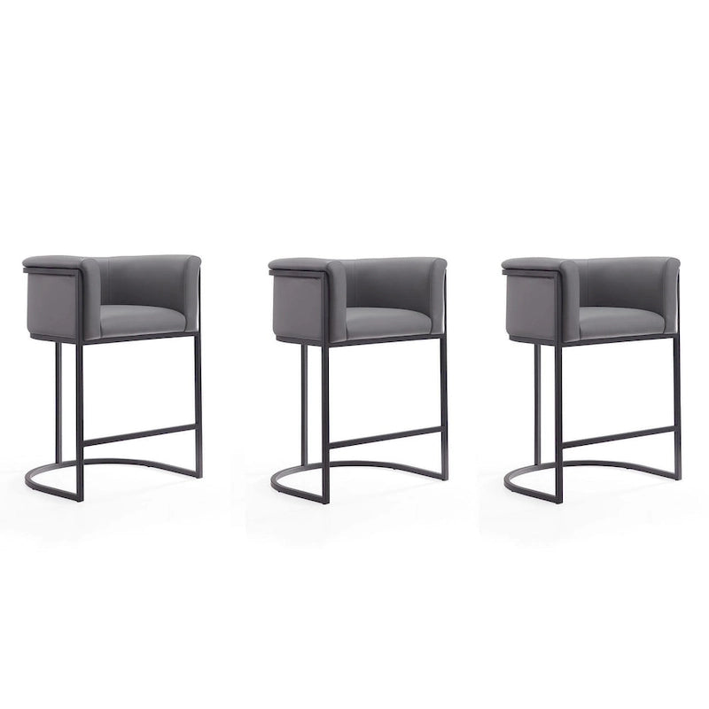 Sgabello da bar in metallo nero, altezza bancone, 33,8 pollici (set da 3)
