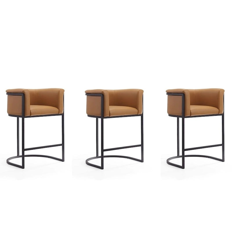 Sgabello da bar in metallo nero, altezza bancone, 33,8 pollici (set da 3)
