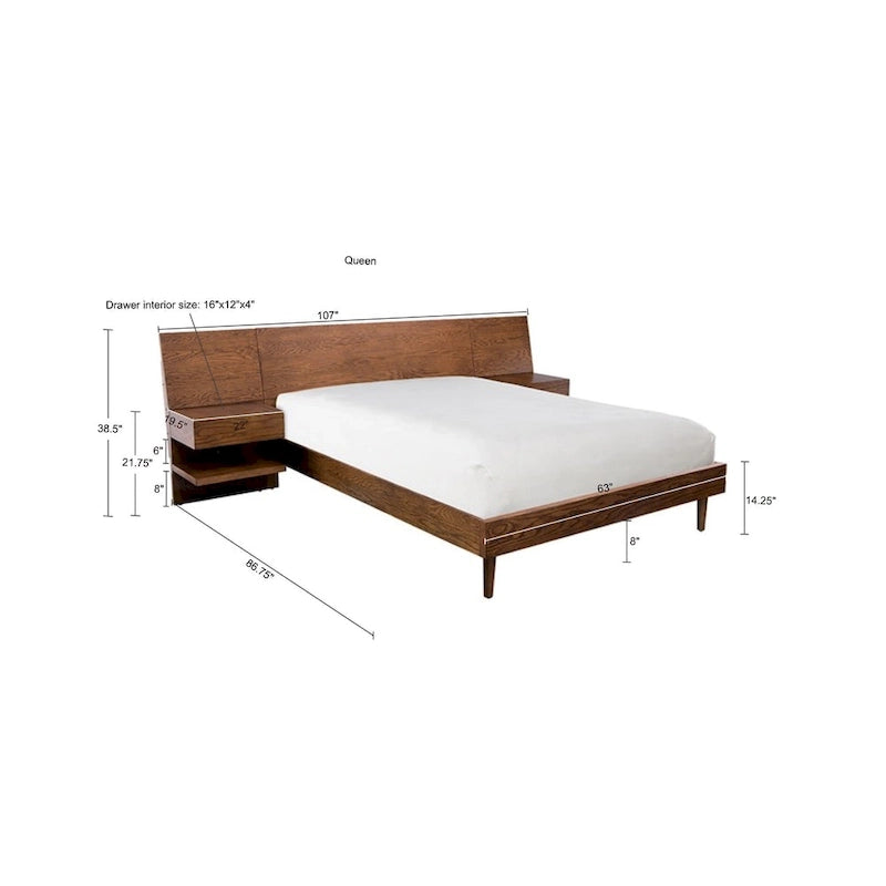 Letto INK+IVY Clark color Pecan con due comodini