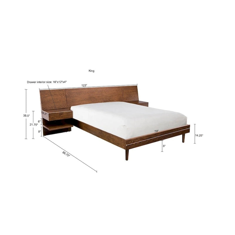 Letto INK+IVY Clark color Pecan con due comodini