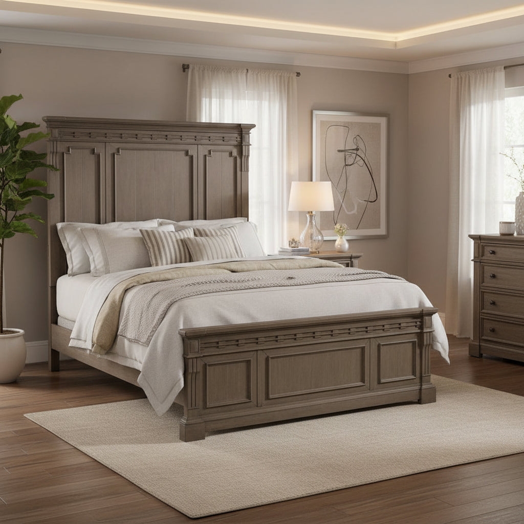 Letto a pannelli Town & Country color tortora polveroso