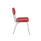 Set di 2 sedie da pranzo, in similpelle rossa retrò, gambe in metallo cromato