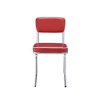Set di 2 sedie da pranzo, in similpelle rossa retrò, gambe in metallo cromato