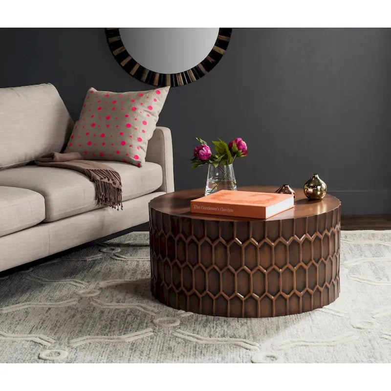   Marita Antique Copper Coffee Table - 29  x 29  x 15  - 29Wx29Dx15H