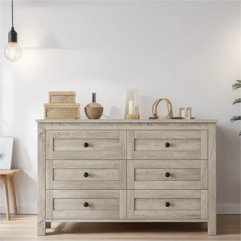 Cassettiera in legno stile rustico con 6 cassetti