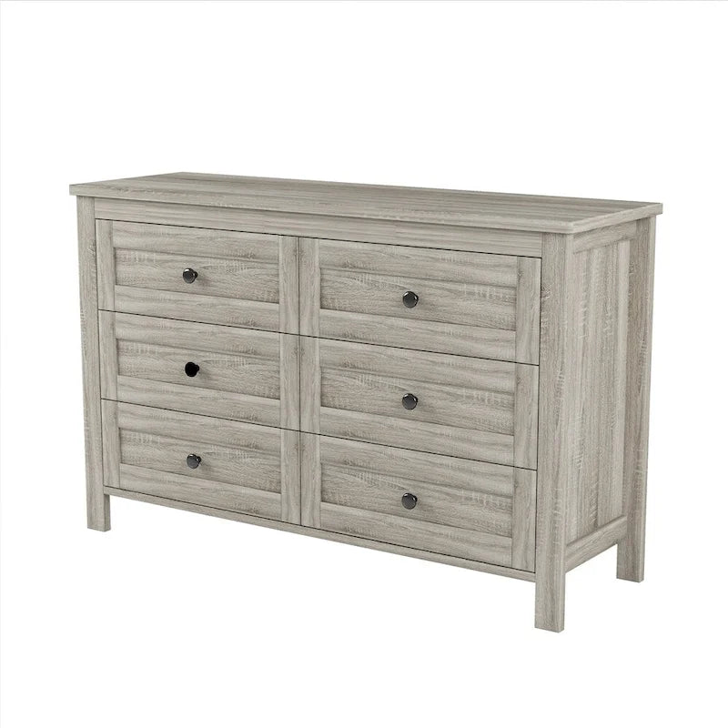 Cassettiera in legno stile rustico con 6 cassetti