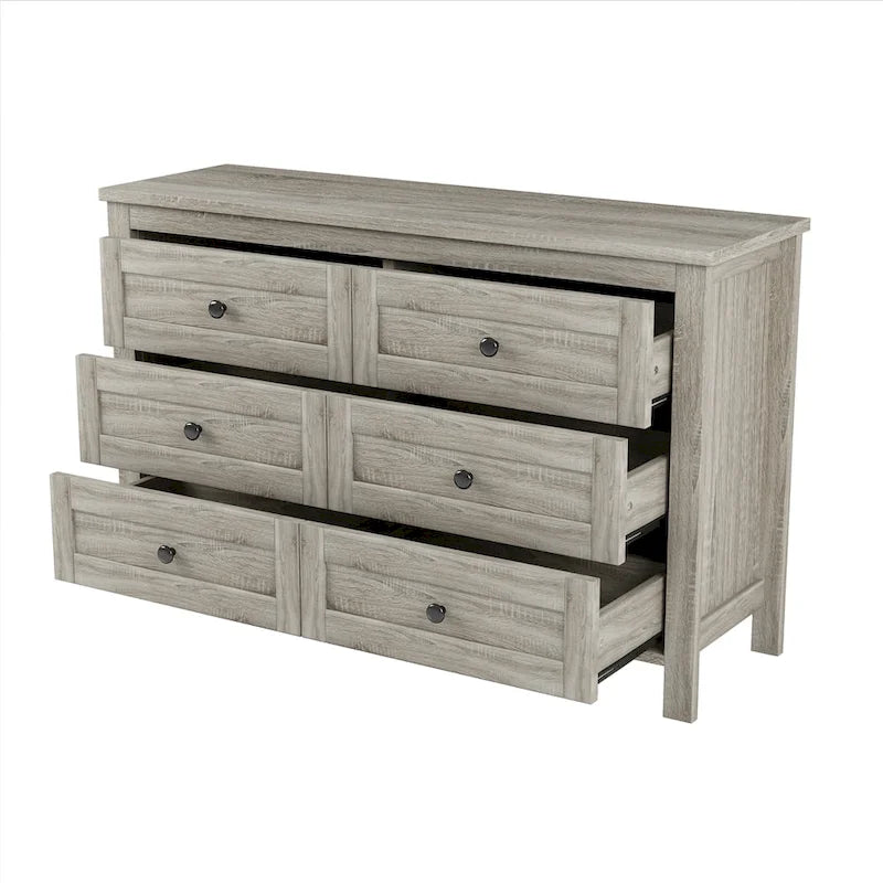 Cassettiera in legno stile rustico con 6 cassetti